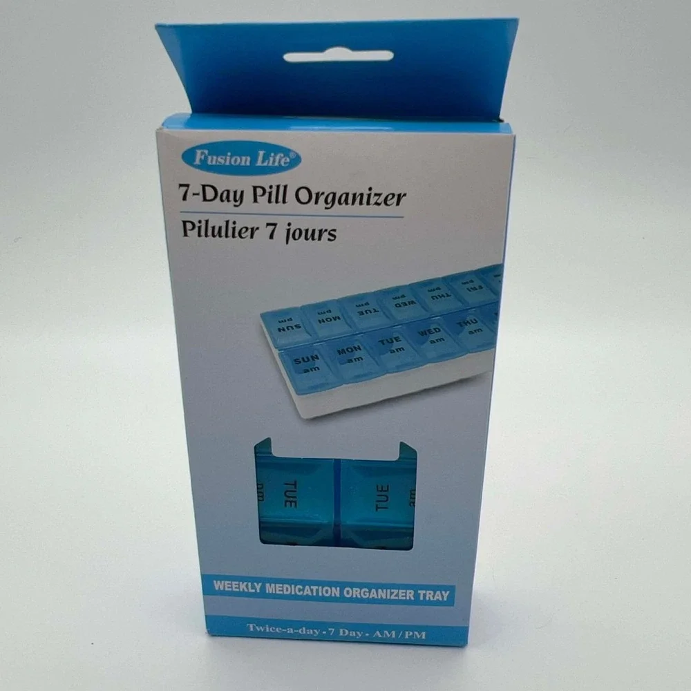 Fusion Life 7 Day Pill Organizer Weekly Medication Tray AM PM - NEW IN BOX